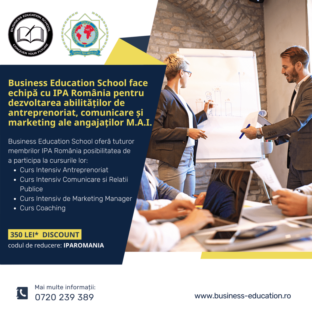 Business Education School face echipă cu IPA România pentru dezvoltarea abilităților de antreprenoriat, comunicare și marketing ale angajaților M.A.I!