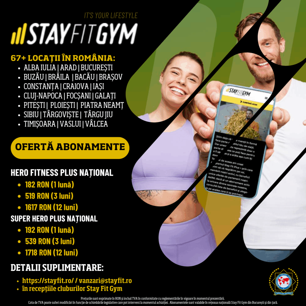 IPA România continuă colaborarea cu sălile de fitness Stay Fit Gym! Oferta actualizată 2026