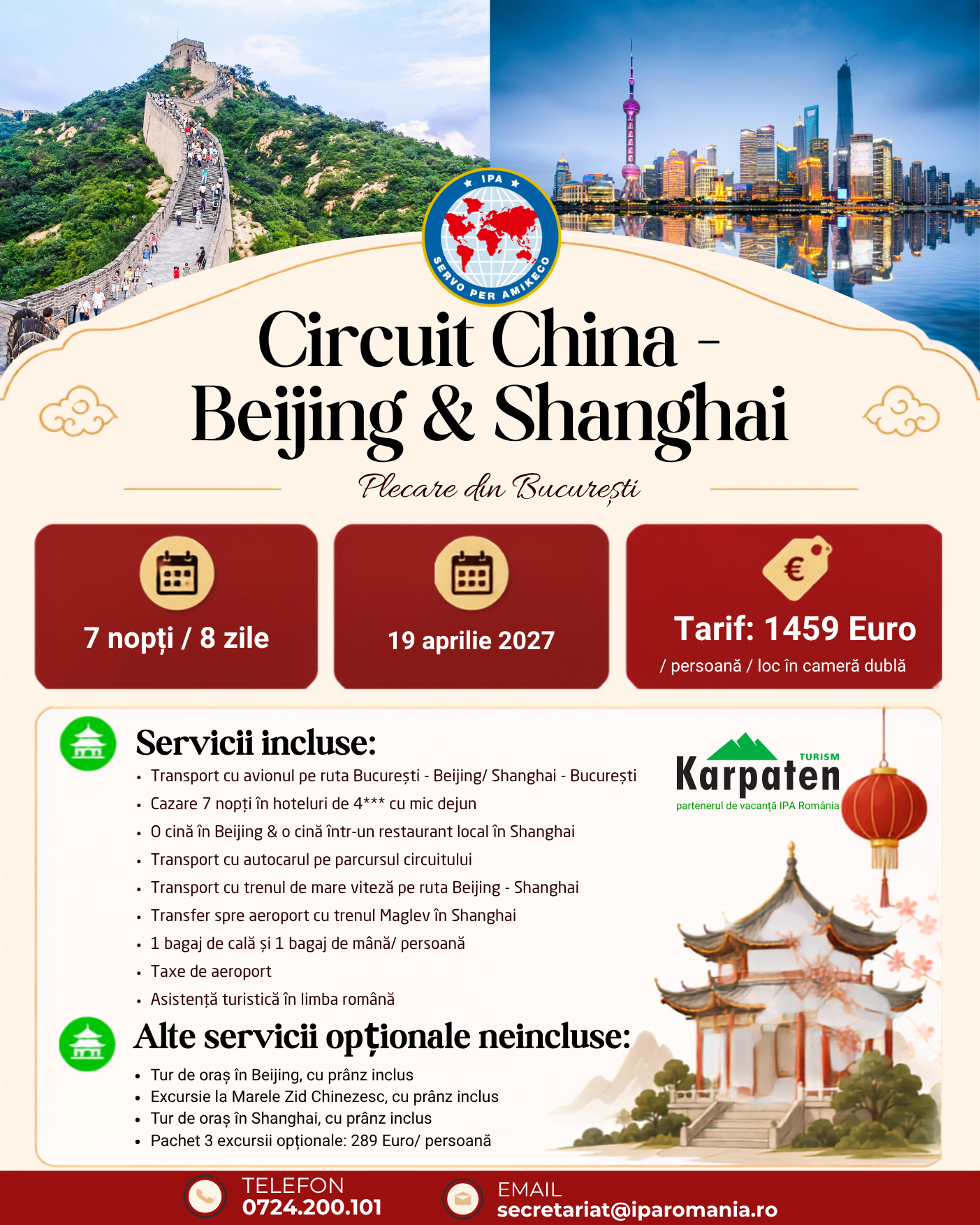 Descoperă China alături de IPA România: circuit Beijing–Shanghai, în aprilie 2027